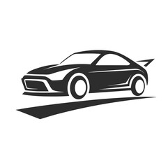 Car logo design, vehicle silhouette vector icon on white background