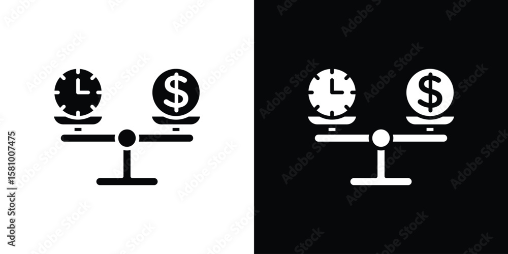 Poster time and money compare scale icon symbol. simple, flat design for web and mobile app