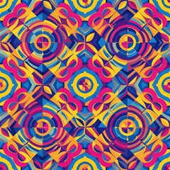 Fototapeta premium Abstract Vibrant Geometric Seamless Pattern Background