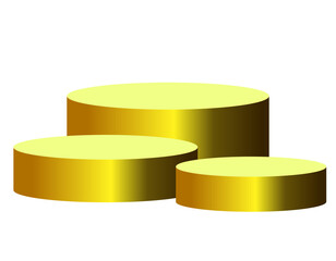 Gold podium with coins and business chart in 3D illustration on white background