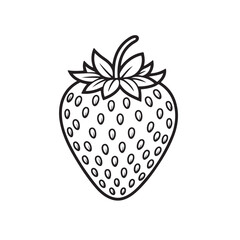Strawberry Line Art Illustration – Minimal Hand Drawn Fruit Design on White Background