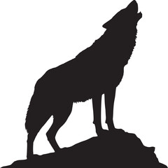 Wolf howling silhouette vector illustration isolated on white background animal predator wildlife design