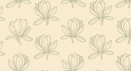 Elegant Magnolia Floral Pattern Seamless Design for Spring Decor and Nature-Inspired Textiles, and Digital Paper Applications