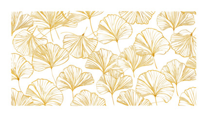 Ginkgo biloba leaves pattern, golden foliage background, botanical design, nature inspired art, elegant wallpaper