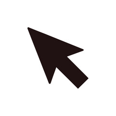 Black computer mouse cursor arrow pointing diagonally isolated on white background