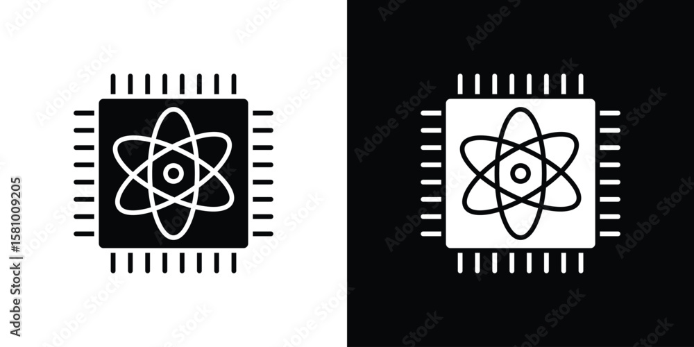 Aufkleber quantum computing icon symbol. simple, flat design for web and mobile app