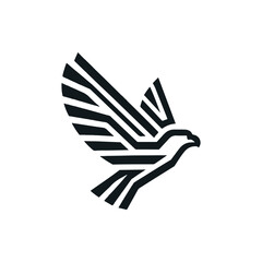 Stylized illustration of a soaring eagle with dynamic lines, symbolizing freedom and power