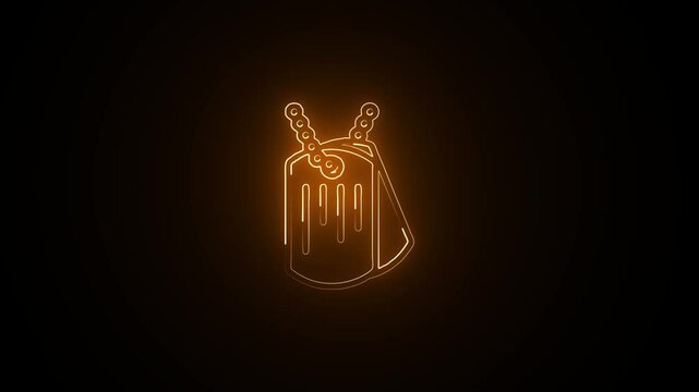 Glowing neon line Military dog tag icon isolated on black background. Identity tag icon. Army sign. Colorful outline concept. Vector.