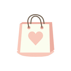 A pastel shopping bag with a heart design, symbolizing love and gifting, ideal for retail use