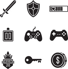 Black and white vector set of sports icons