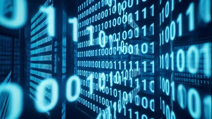 Digital data stream flows in a server room - Powered by Adobe