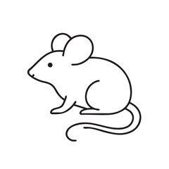 Simple Line Art Illustration of a Mouse with Large Ears and a Curled Tail minimalist