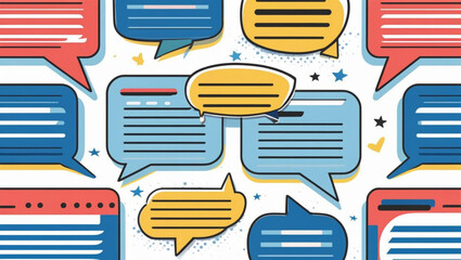 Seamless Pattern of Colorful Speech Bubbles – Chat and Message Icons