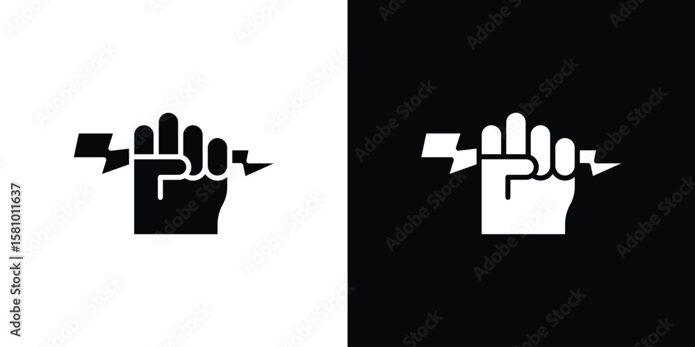 Poster hand with power icon symbol. simple, flat design for web and mobile app