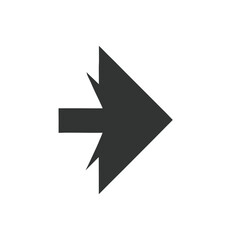 Dark gray arrow pointing to the right with sharp edges isolated on white background
