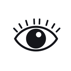 Eye Icon Silhouette with Lashes Line in Black and White Minimal Design