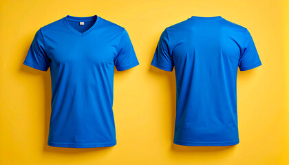 blue shirt front and back on yellow background for composition