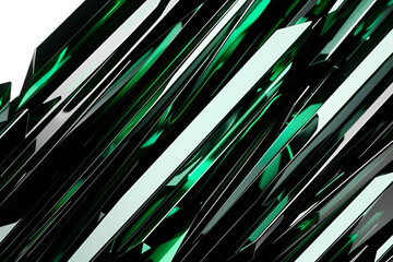 Abstract green and black glossy shards diagonal pattern
