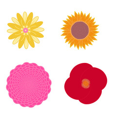 Beautiful set of vector flowers. Flowers pattern for summer or spring design, decorations, background. Colorful flowers