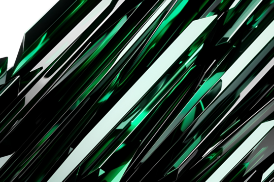 Abstract green and black glossy shards diagonal pattern