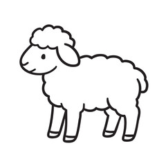 Simple Line Drawing of a Cute Sheep with Fluffy Wool and a Sweet Expression minimalist