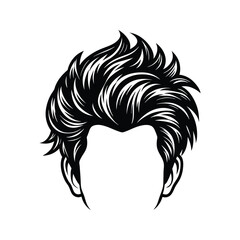 Naklejka premium Black silhouette of stylish men's hair hairstyle white background