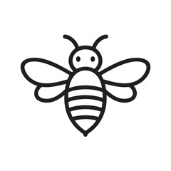 Simple Line Drawing of a Bee with Stripes and Antennae on a White Background minimalist