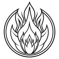 Fire Icon Line Art Vector Isolated on White Background