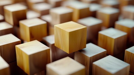 Abstract wooden cube pattern with light and shadow for geometric background texture concept