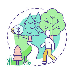 Person Walking in Nature Illustration with Trees