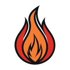 Fire flame Icon logo Vector Design on white background