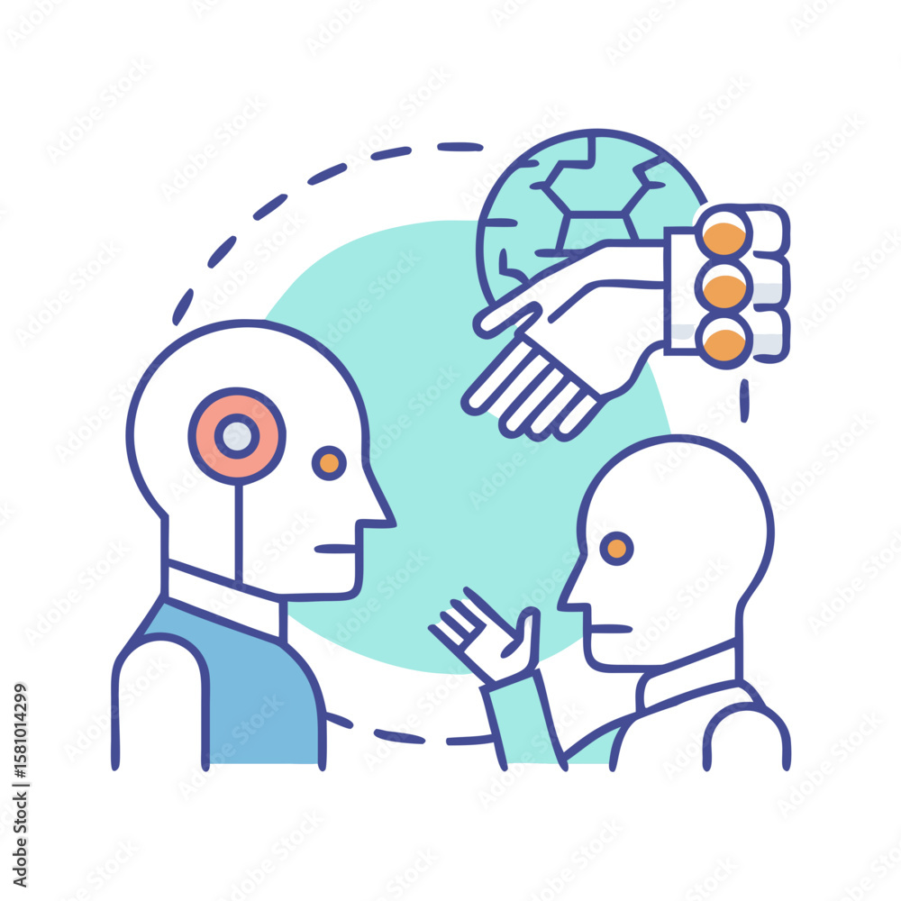 Poster human and robot interaction artificial intelligence concept