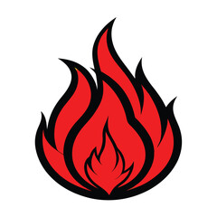 Fire flame icon on white background vector illustration in trendy flat style
