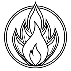 fire vector logo line art on white background