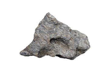 Schist stone isolated on white background. Parallel-fringed metamorphic rocks.      