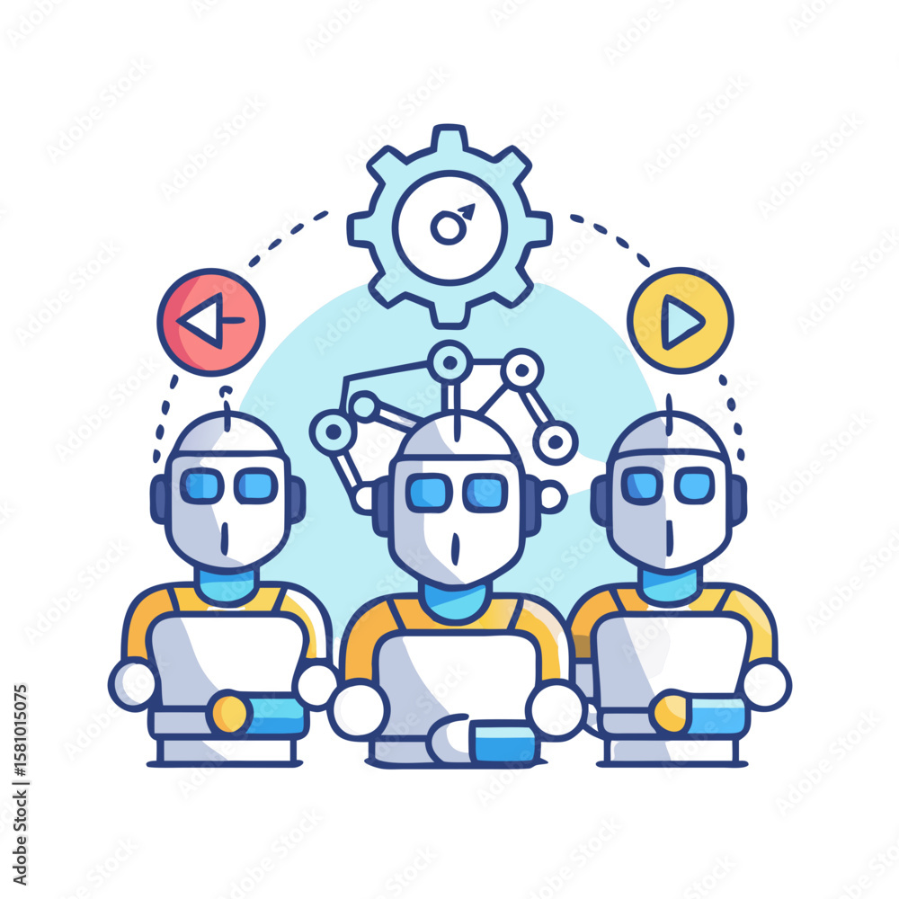 Fototapete robotics team with artificial intelligence and automation