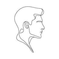 Male face in profile drawn in continuous line style