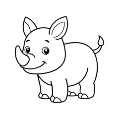 Naklejka premium Cute cartoon rhino character outline animal