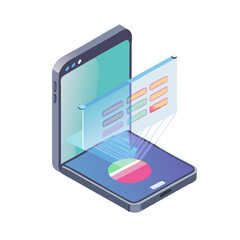 Isometric Smartphone with Data Visualization and Business Analytics