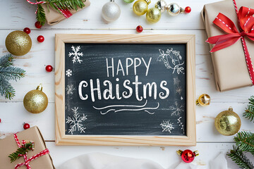 Happy Chaistms Chalkboard Sign Christmas Decorations Gifts