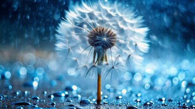dandelion on blue background