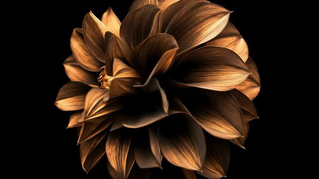 Elegant bronze flower blossom against a dark backdrop, studio shot