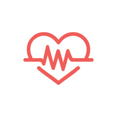 Heartbeat symbol with a pulse line, representing health and wellness in a minimalistic design