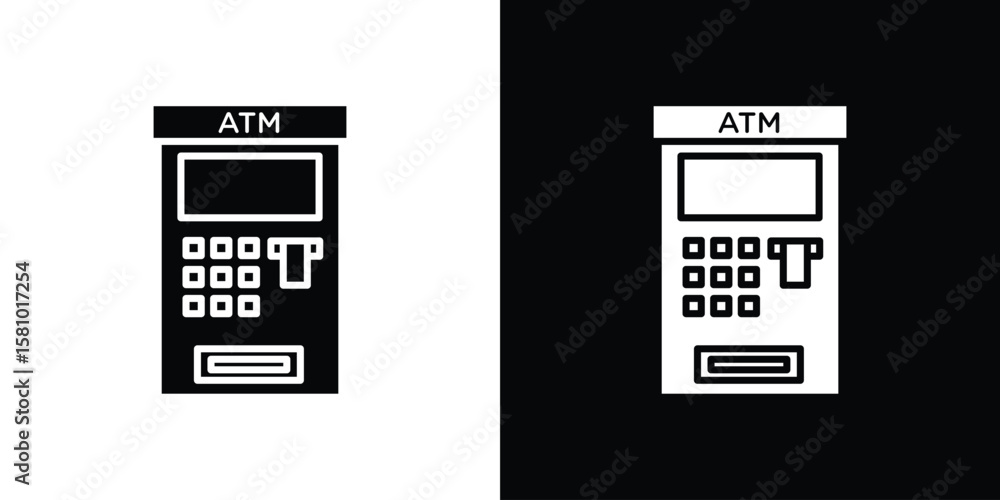 Poster atm machine icon symbol. simple, flat design for web and mobile app