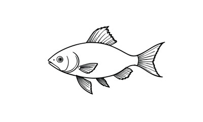 Fish Vector Illustration – Clean Black and White Aquatic Outline Design