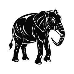 Fototapeta premium Majestic elephant standing profile black silhouette animal wildlife