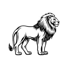 Obraz premium Majestic male lion side profile silhouette proud side view