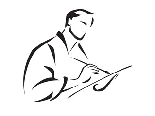 Creative Artist Painting Icon with Elegant Line Design