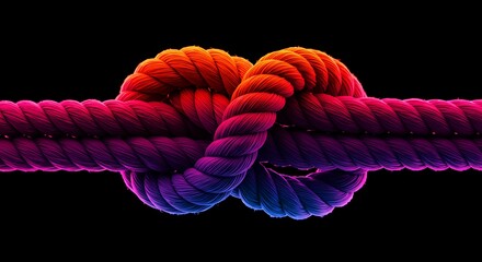 Colorful Rope Tied Knot Against Black Background gradient 1