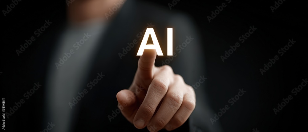 Aufkleber user interacting with ai technology in a dark environment